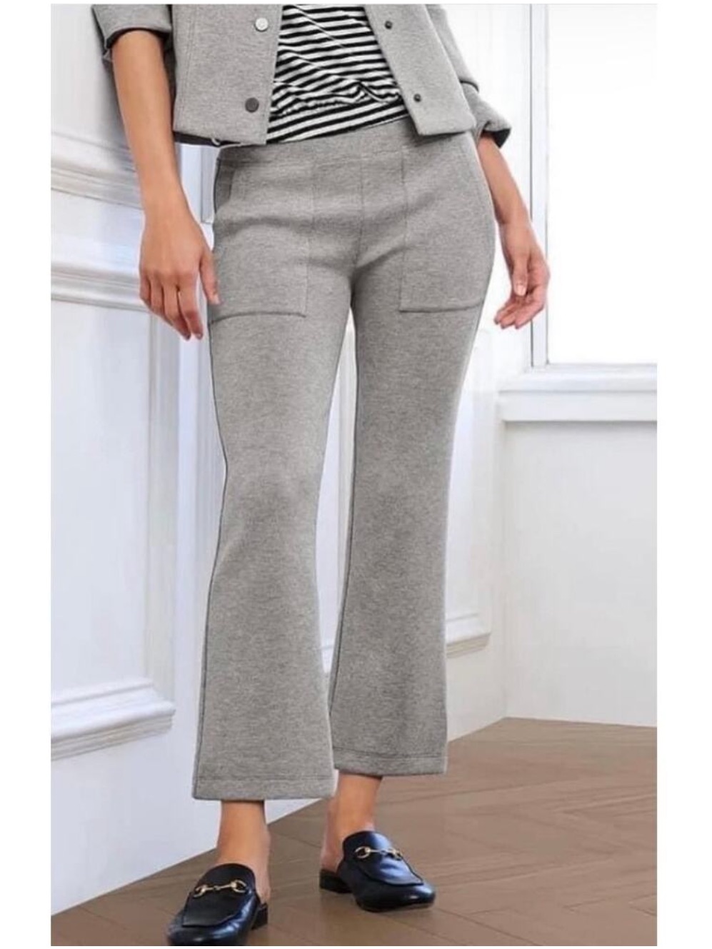 Cabi 4828 Stealth Pants Heather Gray Pull On Comfort Lounge Soft Stretch Travel